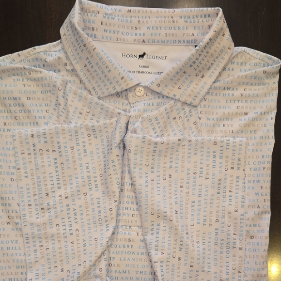 HTF! Horn Legend Bamboo Charcoal Luxury Golf Polo Blue/White Size Large SHOW OFF - Picture 4 of 13